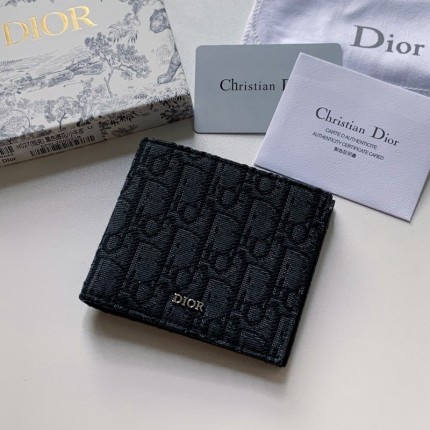 Dior Oblique Compact Wallet Men Black