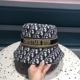 Dior Oblique Large Brim Bucket Hat Blue