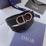 Dior Oblique Jacquard and Grained Calfskin 35 MM Belt Black