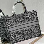 Dior Book Tote Gray Leopard Mizza Embroidery 