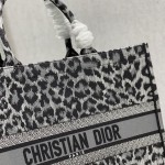 Dior Book Tote Gray Leopard Mizza Embroidery 