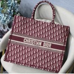 Dior Oblique Embroidered Dior Book Tote Burgundy