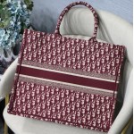 Dior Oblique Embroidered Dior Book Tote Burgundy