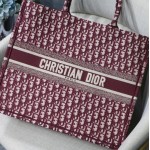 Dior Oblique Embroidered Dior Book Tote Burgundy