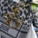 Dior Medium Lady D-Lite Bag Gray Leopard Mizza Embroidery