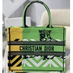 Medium Dior Book Tote Bright Green and Orange D-Jungle Pop Embroidery