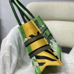 Medium Dior Book Tote Bright Green and Orange D-Jungle Pop Embroidery