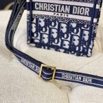 Mini Dior Book Tote Phone Bag Blue Dior Oblique Embroidery 