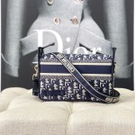 Small Diorcamp Bag Blue Dior Oblique Embroidery