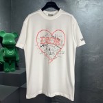 Dior T-Shirt Ecru Linen and Cotton with Dioramour Graffiti Motif White