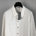 CD Diamond Overshirt White Cotton Blend Twill