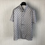 CD Diamond Short-Sleeved Shirt Gray Silk Twill