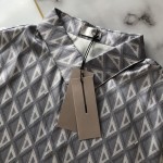 CD Diamond Short-Sleeved Shirt Gray Silk Twill