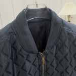 CD Diamond Zipped Bomber Jacket Gray Technical Jacquard