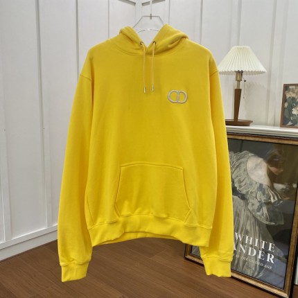 Dior Essentials CD Icon Hooded Sweatshirt Yellow Cotton Fleece