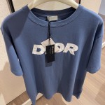 Dior Italic Relaxed-Fit T-Shirt Blue Slub Cotton Jersey