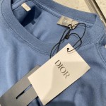 Dior Italic Relaxed-Fit T-Shirt Blue Slub Cotton Jersey