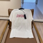 Dior Italic Coral Relaxed-Fit T-Shirt White Slub Cotton Jersey