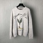 Dior Lily of the Valley Sweater Gray Cotton-Blend Jersey