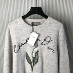 Dior Lily of the Valley Sweater Gray Cotton-Blend Jersey