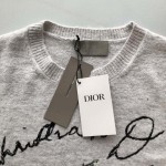 Dior Lily of the Valley Sweater Gray Cotton-Blend Jersey