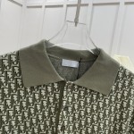 Dior Oblique Polo Shirt Green Cotton Jacquard