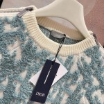 Dior Oblique Sweater White and Light Green Virgin Wool