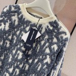 Dior Oblique Sweater White Virgin Wool and Cotton-Blend Jacquard