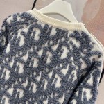 Dior Oblique Sweater White Virgin Wool and Cotton-Blend Jacquard