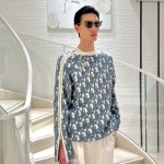 Dior Oblique Sweater White Virgin Wool and Cotton-Blend Jacquard