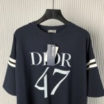 Dior Oversized T-Shirt Blue Slub Cotton Jersey