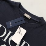 Dior Oversized T-Shirt Blue Slub Cotton Jersey