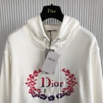 Dior Relaxed-Fit Hooded Sweatshirt White Cotton Fleece