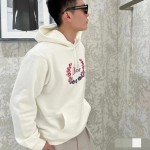 Dior Relaxed-Fit Hooded Sweatshirt White Cotton Fleece