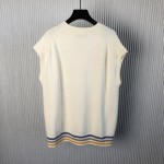 Dior Sleeveless Sweater Beige Wool and Cashmere Intarsia