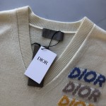 Dior Sleeveless Sweater Beige Wool and Cashmere Intarsia