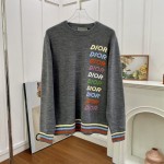 Dior Sweater Gray Wool and Cashmere Intarsia