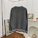 Dior Sweater Gray Wool and Cashmere Intarsia