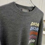 Dior Sweater Gray Wool and Cashmere Intarsia