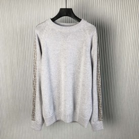 Sweater with Dior Oblique Inserts Gray Cotton Jersey