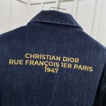 DIOR Zipped Jacket Blue Cotton Denim