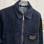 DIOR Zipped Jacket Blue Cotton Denim