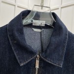 DIOR Zipped Jacket Blue Cotton Denim