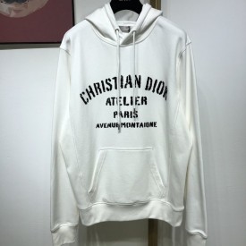 Dior Oversized Christian Dior Atelier Hooded Sweatshirt White