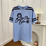 Christian Dior Couture Relaxed-Fit T-Shirt Blue Organic Cotton Jersey