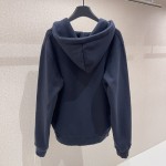 DIOR AND OTANI WORKSHOP Zipped Hooded Sweatshirt Navy Blue Organic Cotton Fleece