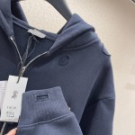 DIOR AND OTANI WORKSHOP Zipped Hooded Sweatshirt Navy Blue Organic Cotton Fleece