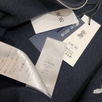 DIOR AND OTANI WORKSHOP Zipped Hooded Sweatshirt Navy Blue Organic Cotton Fleece