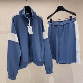 DIOR AND PARLEY Zipped Track Jacket Short Set Blue and White