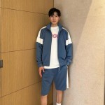 DIOR AND PARLEY Zipped Track Jacket Short Set Blue and White